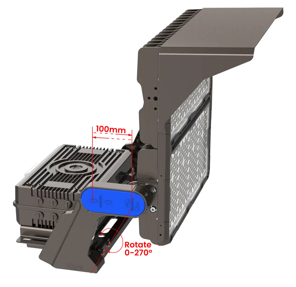 G4 800-1200W led flood light-Horizontal fine-tuning help to provide accurate and even lighting