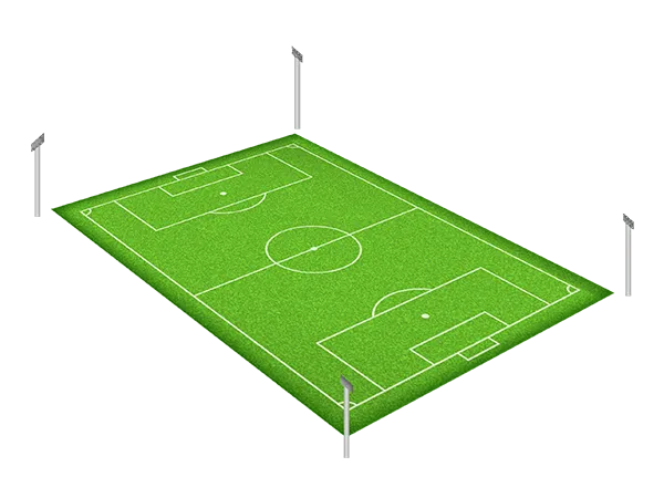 Football field 4 poles at the corners
